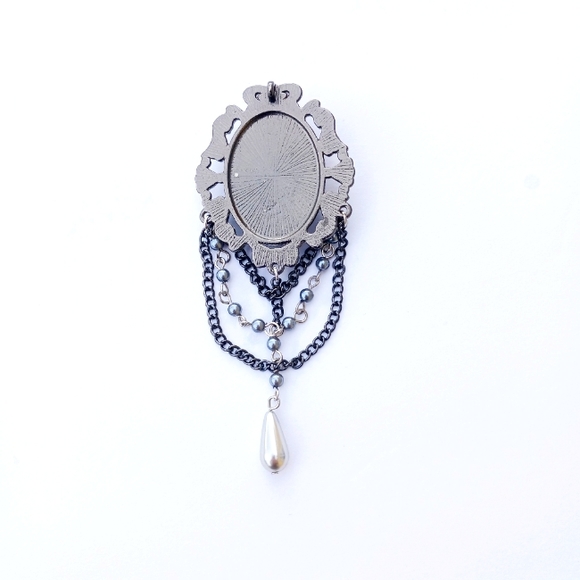 COSTUME FAUX CAMEO PENDANT blue gray - Picture 4 of 6